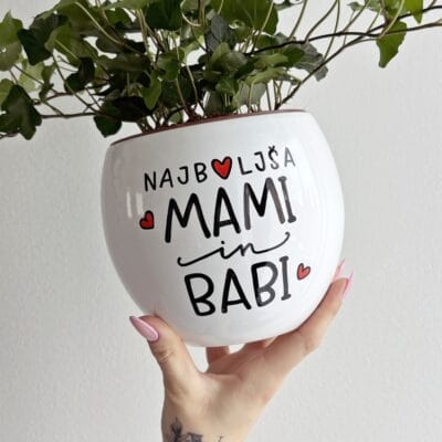 darilo za materinski dan, darilo za mami, lonec za rože, mami in babi