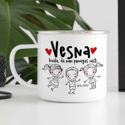 Emajliran lonček - Hvala, da nam pomagaš rasti - Otroci - Ime