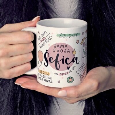 Potiskana skodelica - Sama svoja šefica