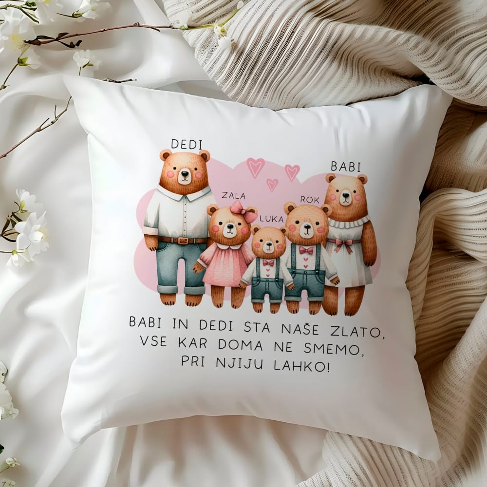 Darilo za babi in dedija – Blazina Medvedki – Z imeni vnukov