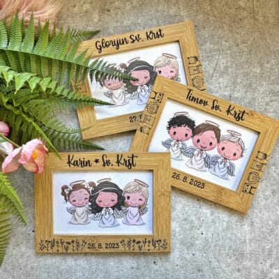 Darilo za krst - Personaliziran okvir za sliko - Ime in datum